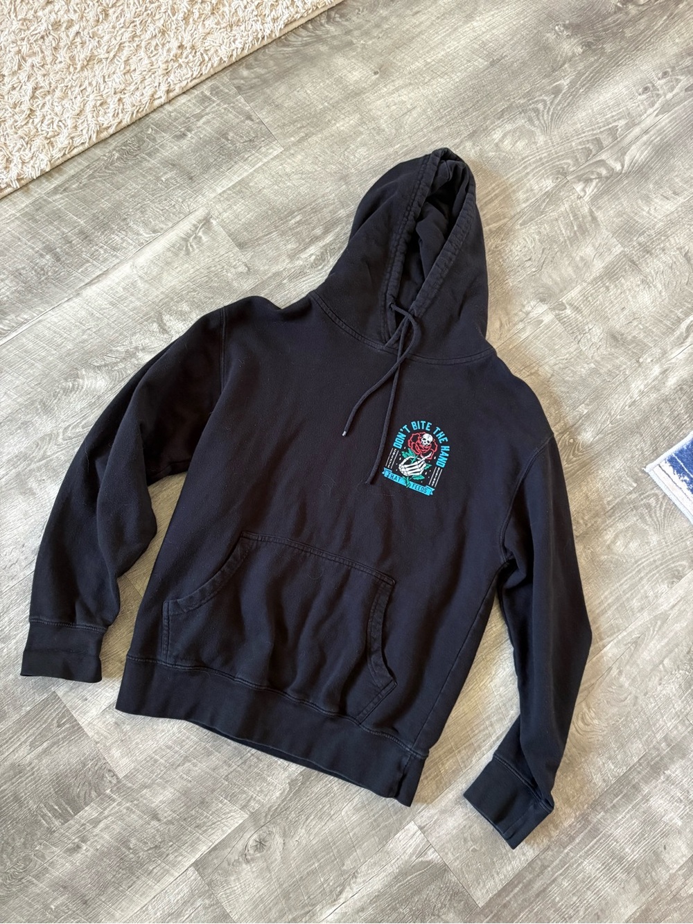 Black Graphic Pullover Skeleton Hoodie